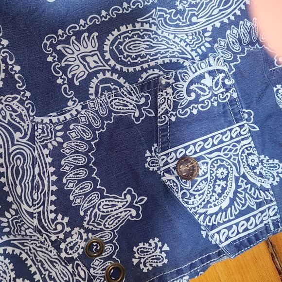 RALPH LAUREN Polo sz 36 Board Shorts Blue Bandana Print Drawstring Lined - Picture 5 of 7